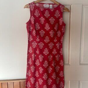 Vintage Red Printed Mini Dress in 100% Cotton, size 2